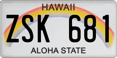 HI license plate ZSK681