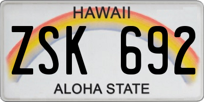 HI license plate ZSK692