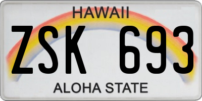 HI license plate ZSK693