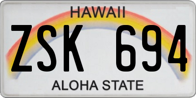 HI license plate ZSK694