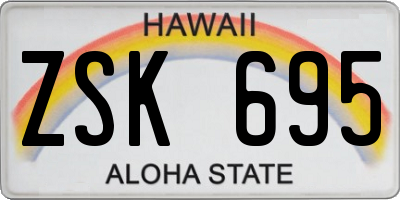 HI license plate ZSK695
