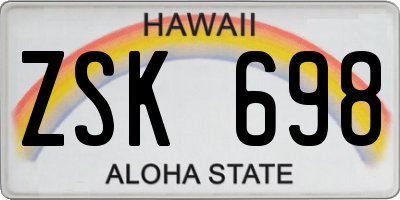 HI license plate ZSK698