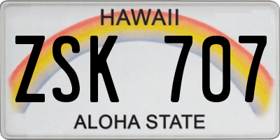 HI license plate ZSK707