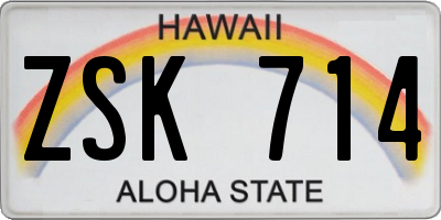 HI license plate ZSK714