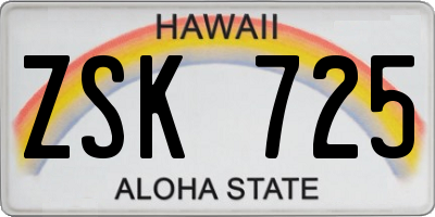 HI license plate ZSK725