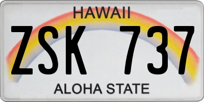 HI license plate ZSK737
