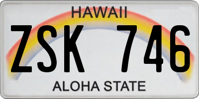 HI license plate ZSK746