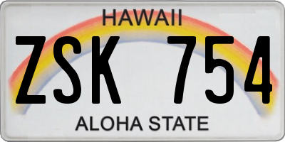 HI license plate ZSK754