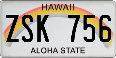 HI license plate ZSK756