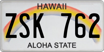 HI license plate ZSK762