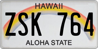 HI license plate ZSK764