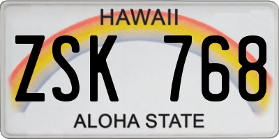 HI license plate ZSK768