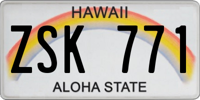 HI license plate ZSK771