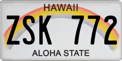HI license plate ZSK772