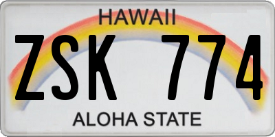 HI license plate ZSK774