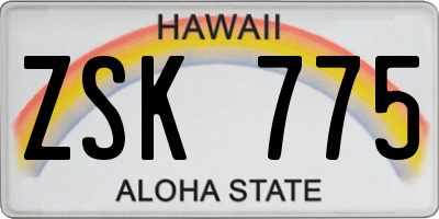 HI license plate ZSK775