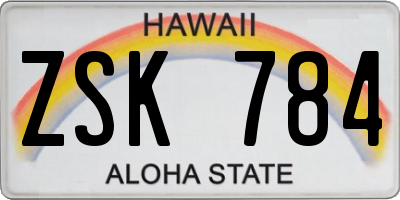 HI license plate ZSK784