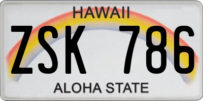 HI license plate ZSK786