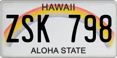 HI license plate ZSK798