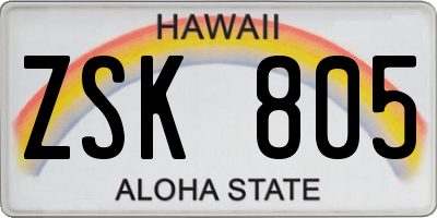 HI license plate ZSK805