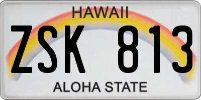 HI license plate ZSK813