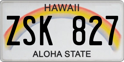 HI license plate ZSK827
