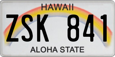 HI license plate ZSK841