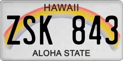 HI license plate ZSK843