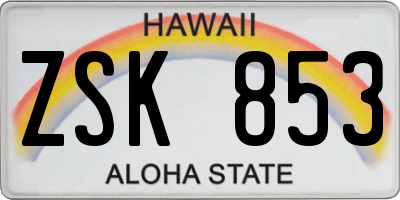 HI license plate ZSK853