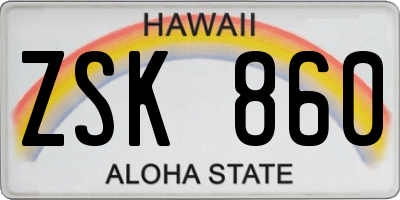 HI license plate ZSK860
