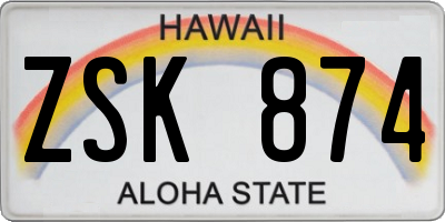 HI license plate ZSK874
