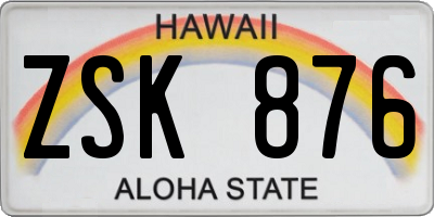 HI license plate ZSK876