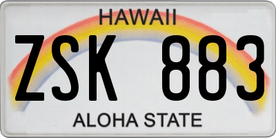 HI license plate ZSK883