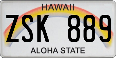HI license plate ZSK889