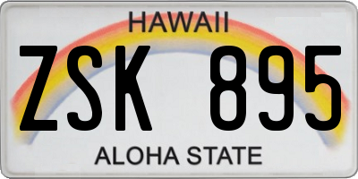 HI license plate ZSK895