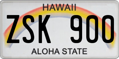 HI license plate ZSK900