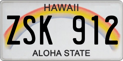 HI license plate ZSK912
