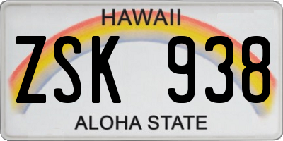 HI license plate ZSK938
