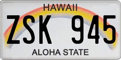 HI license plate ZSK945