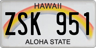 HI license plate ZSK951