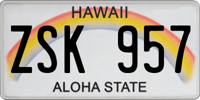 HI license plate ZSK957