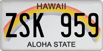 HI license plate ZSK959