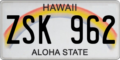 HI license plate ZSK962