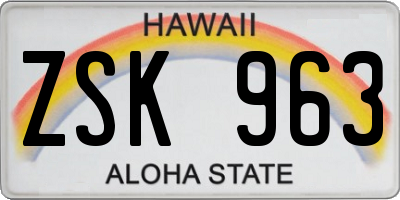 HI license plate ZSK963