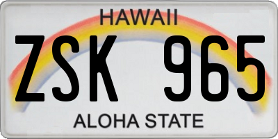 HI license plate ZSK965