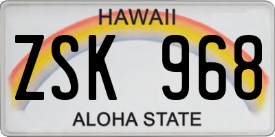 HI license plate ZSK968