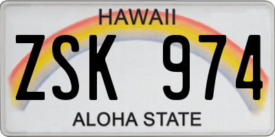 HI license plate ZSK974
