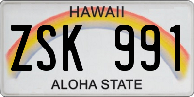 HI license plate ZSK991