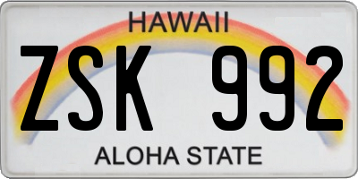 HI license plate ZSK992