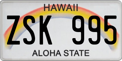 HI license plate ZSK995